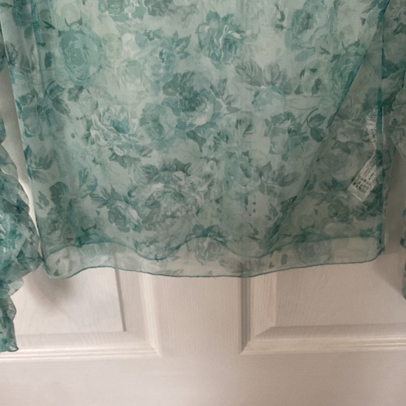 Zara Sheer Floral Ruched Long Sleeve Blouse - Picture 7 of 9